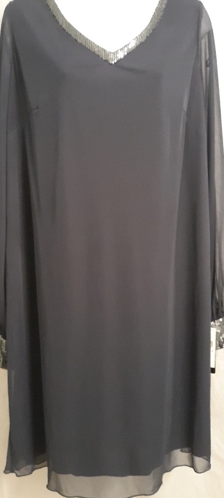 ABG Gray Chiffon and Sequined Dress Size 16